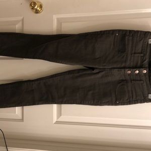 High waisted button down olive green pants